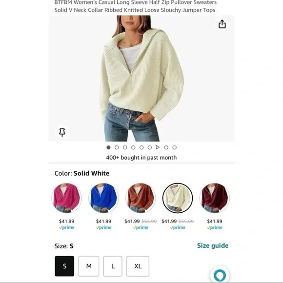 NWT white half zip pullover sweater - Picture 3 of 9